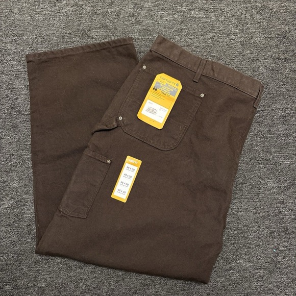 Carhartt Double Knee Pants Mens 46x30 Dark Brown B136 DKB Canvas Workwear NWT